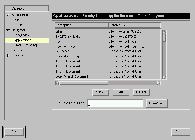 Netscape Applications Menu