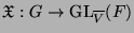 $ \mathfrak{X}:G\to \operatorname{GL}_{\overline{V}}(F)$