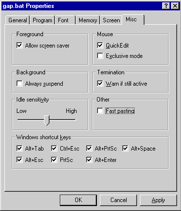 Misc Preferences Menu