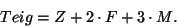 \begin{displaymath}
Teig = Z + 2\cdot F + 3\cdot M.
\end{displaymath}