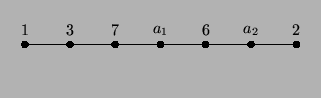 $\displaystyle \setlength{\unitlength}{1mm}\begin{picture}(70,10) \put(5,1){\lin...
...ut(55,3){\makebox(0,0)[b]{$a_2$}} \put(65,3){\makebox(0,0)[b]{2}} \end{picture}$