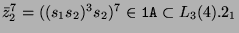 $ \bar{z}_2^7 = ((s_1s_2)^3s_2)^7 \in \texttt{1A}\subset
L_3(4).2_1$