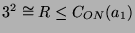$ 3^2\cong R\leq C_{ON}(a_1)$