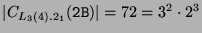 $ \vert C_{L_3(4).2_1}(\texttt{2B})\vert = 72 = 3^2\cdot 2^3$