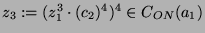 $ z_3 :=
(z_1^3\cdot (c_2)^4)^4\in C_{ON}(a_1)$