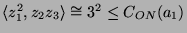 $ \langle z_1^2, z_2z_3\rangle \cong 3^2 \leq
C_{ON}(a_1)$