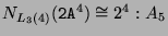 $ N_{L_3(4)}(\texttt{2A}^4)\cong 2^4:A_5$