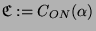 $ \mathfrak{C} := C_{ON}(\alpha)$