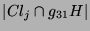 $ \vert Cl_j\cap
g_{31}H\vert$