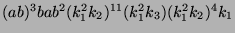 $ (ab)^3bab^2(k_1^2k_2)^{11}(k_1^2k_3)(k_1^2k_2)^4k_1$