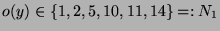 $ o(y) \in \{1, 2, 5, 10, 11, 14\} =: N_1$