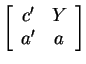 $ \left[\begin{array}{cc}
c' & Y \\  a' & a
\end{array} \right]$